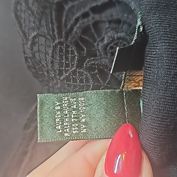 NEW LAUREN RALPH LAUREN BLACK CROCHET SHORT SLEEVE PULLOVER KNIT TOP - Picture 14 of 16